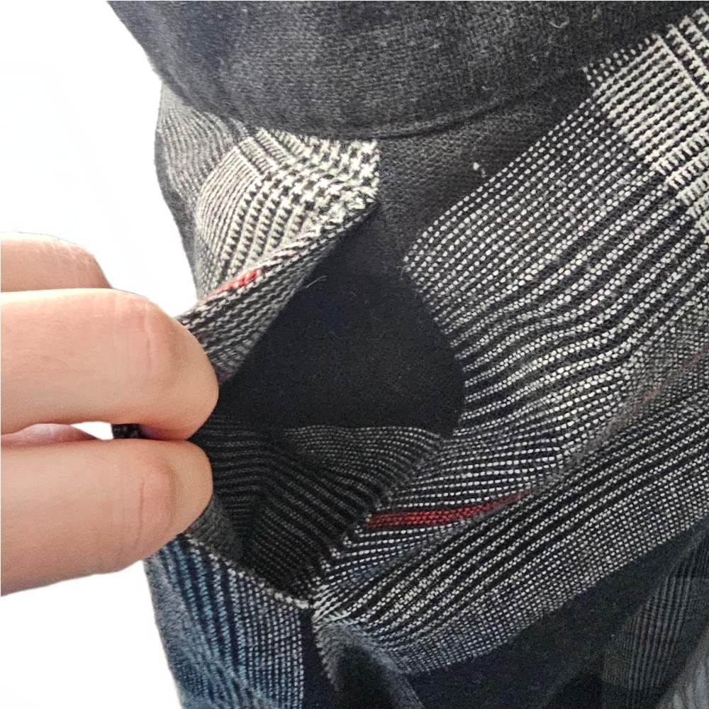 Vintage Wool Blend Plaid Womens Black & Gray Plaid Midi Skirt - Picture 9 of 16